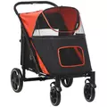 PawHut Foldable Pet Stroller, with Universal Wheels, Shock Absorber, for Medium and Large Dogs - Red - 1