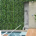 Outsunny Artificial Leaf Hedge Screen Privacy Fence Panel for Garden Outdoor Indoor Decor 3M x 1M Light Green and Dark Green - 2