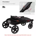 PawHut Foldable Pet Stroller, with Universal Wheels, Shock Absorber, for Medium and Large Dogs - Red - 5