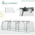 Outsunny PVC Tunnel Greenhouse Green Grow House Steel Frame for Garden Backyard with Zipper Doors 295x100x80 cm, Clear - 6