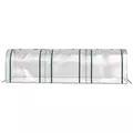 Outsunny PVC Tunnel Greenhouse Green Grow House Steel Frame for Garden Backyard with Zipper Doors 295x100x80 cm, Clear - 9