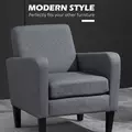 HOMCOM Modern Accent Chair, Occasional Chair with Rubber Wood Legs for Living Room, Bedroom, Grey - 4