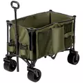 Outsunny Folding Garden Trolley, Cargo Traile on Wheels, Collapsible Camping Trolley, Outdoor Utility Wagon with Steel Frame and Oxford Fabric, Green - 1
