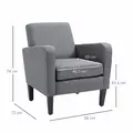 HOMCOM Modern Accent Chair, Occasional Chair with Rubber Wood Legs for Living Room, Bedroom, Grey - 3