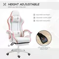 Vinsetto Computer Gaming Chair, PU Leather Office Desk Chair with Footrest, Swivel Wheels, 135° Reclining Back, Lumbar Support, Headrest for Home, White and Pink - 4