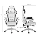 Vinsetto Computer Gaming Chair, PU Leather Office Desk Chair with Footrest, Swivel Wheels, 135° Reclining Back, Lumbar Support, Headrest for Home, White and Black - 3