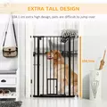 PawHut Extra Tall Pet Gate, Indoor Dog Safety Gate, with Cat Flap, Auto Close, 74-101cm Wide - Black - 8
