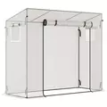 Outsunny Small Walk-in Garden Greenhouse with Steel Frame, Large Roll-up Door and Windows, 200Lx76Wx168Hcm, White - 1