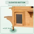 PawHut 2-story Cat House Outdoor, Weatherproof Wooden Cat Enclosure for Feral Cats with Escape Door, Openable Roof, Jumping Platforms, Natural Wood Finish - 6