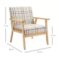 HOMCOM Modern One Seater Sofa for Living Room, Linen Fabric Small Couch with Rubber Wood Frame, Armrests, Lattice Pattern, Upholstered Armchair, Beige - 3