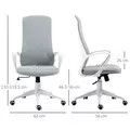 Vinsetto High Back Office Chair, Fabric Desk Chair with Armrests, Adjustable Height, Swivel Wheels, Light Grey - 3