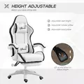 Vinsetto Computer Gaming Chair, PU Leather Office Desk Chair with Footrest, Swivel Wheels, 135° Reclining Back, Lumbar Support, Headrest for Home, White and Black - 4
