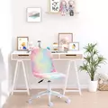 Vinsetto Fluffy Unicorn Office Chair with Mid-Back and Swivel Wheel, Cute Desk Chair, Rainbow Multi-Colored - 2