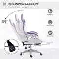 Vinsetto Computer Gaming Chair, PU Leather Office Desk Chair with Footrest, Swivel Wheels, 135° Reclining Back, Lumbar Support, Headrest for Home, White and Purple - 5