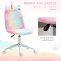 Vinsetto Fluffy Unicorn Office Chair with Mid-Back and Swivel Wheel, Cute Desk Chair, Rainbow Multi-Colored - 5