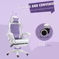 Vinsetto Racing Gaming Chair, Reclining PU Leather Computer Chair with Removable Rabbit Ears, Footrest, Headrest and Lumber Support, Purple - 7