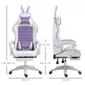Vinsetto Racing Gaming Chair, Reclining PU Leather Computer Chair with Removable Rabbit Ears, Footrest, Headrest and Lumber Support, Purple - 3