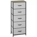 HOMCOM Fabric Chest of Drawers, Industrial Bedroom Dresser with 5 Fabric Drawers, Steel Frame and Wooden Top for Nursery, Living Room, Hallway, Grey - 1