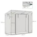Outsunny Small Walk-in Garden Greenhouse with Steel Frame, Large Roll-up Door and Windows, 200Lx76Wx168Hcm, White - 3