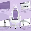 Vinsetto Racing Gaming Chair, Reclining PU Leather Computer Chair with Removable Rabbit Ears, Footrest, Headrest and Lumber Support, Purple - 8