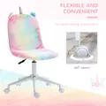 Vinsetto Fluffy Unicorn Office Chair with Mid-Back and Swivel Wheel, Cute Desk Chair, Rainbow Multi-Colored - 6