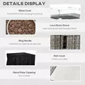 Outsunny Outdoor PE Rattan Gas Fire Pit Table, Patio Square Propane Heater with Rain Cover, Glass Windscreen, and Lava Stone, 50,000 BTU, Grey - 6