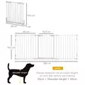 PawHut Pet Safety Gate, 3 Panels Playpen Fireplace, Foldable Metal Fence, Stair Barrier, Room Divider, Fire Guard w/ Automatic Closing Door, White - 3
