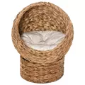 PawHut Wicker Cat Bed, Raised Rattan Cat Basket with Cylindrical Base, Soft Washable Cushion, 50 x 42 x 60 cm - Brown - 7