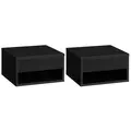 HOMCOM Floating Bedside Tables Set of 2, Wall Mounted Nightstand, High Gloss Black - 1