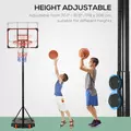 SPORTNOW Height Adjustable Basketball Hoop and Stand with Firm Backboard and Weighted Base, Portable on Wheels, Red - 4