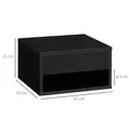 HOMCOM Floating Bedside Tables Set of 2, Wall Mounted Nightstand, High Gloss Black - 3