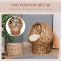 PawHut Wicker Cat Bed, Raised Rattan Cat Basket with Cylindrical Base, Soft Washable Cushion, 50 x 42 x 60 cm - Brown - 6
