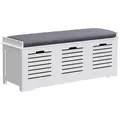 HOMCOM 3-Drawer Shoe Storage Bench - White - 1