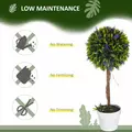 HOMCOM Set of 2 Decorative Artificial Plants Ball Trees with Lavender Flowers in Pot Fake Plants for Home Indoor Outdoor Decor, 60cm, Green - 6
