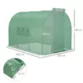 Outsunny Large Polytunnel Walk In Greenhouse, Plant Gardening Tunnel Green House with Metal Hinged Door, Galvanised Steel Frame & Mesh Windows, Green (3 x 2 m) - 3