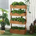 Outsunny Four-Tier Basket Wooden Plant Stand - Orange - 2