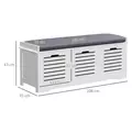 HOMCOM 3-Drawer Shoe Storage Bench - White - 3