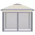 Outsunny 3.3 x 3.3m Pop Up Gazebo, Double Roof Foldable Canopy Tent with Zipped Mesh Sidewalls, Height Adjustable and Carrying Bag, Event Tent for Patio Garden, Beige - 8