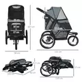 PawHut Foldable Pet stroller, Dog Buggy with Three Wheels, for Small/Medium Dogs, Grey - 3