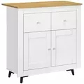 HOMCOM Sideboard Storage Cabinet, Modern Kitchen Cupboard with Double Doors and Drawers for Dining Room, Living Room and Entryway, White - 1