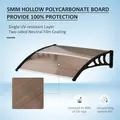 Outsunny Front Door Canopy Outdoor Awning Aluminium Rigid Plastic Polycarbonate Rain Shelter UV Water Rain Resistant 100 x 75cm Brown - 3