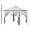 Outsunny 3.3 x 3.3m Pop Up Gazebo, Double Roof Foldable Canopy Tent with Zipped Mesh Sidewalls, Height Adjustable and Carrying Bag, Event Tent for Patio Garden, Beige - 3