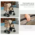 PawHut Pet Stroller Pushchair Foldable Travel Dog Cat Carriage w/ Reversible Handle Brake Basket - 6