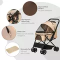 PawHut Pet Stroller Pushchair Foldable Travel Dog Cat Carriage w/ Reversible Handle Brake Basket - 8