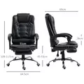 HOMCOM Executive Office Chair, PU Leather Home Office Chair with Swivel Wheels, Reclining Backrest, Retractable Footrest, Black - 3