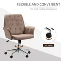 Vinsetto Office Desk Chair, Microfibre Vanity Chair with Height Adjustable, Armrest, Swivel Chair for Home, Coffee - 6