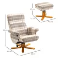 HOMCOM Linen Swivel Recliner Chair with Footstool, Wooden Base and Storage for Living Room, Multicolour - 3