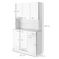 HOMCOM Kitchen Cupboard, Freestanding Kitchen Storage Cabinet with 6 Doors, Drawer, Adjustable Shelves and Open Countertop for Dining Room, White - 3