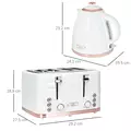 HOMCOM Kettle and Toaster Sets, 3000W 1.7L Rapid Boil Kettle & 4 Slice Toaster with 7 Browning Controls, Defrost, Reheat and Crumb Tray, UK Otter thermostat, Cream White - 3