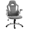Vinsetto Computer Gaming Chair, Office Desk Swivel Chair, PU Leather Racing Chair with 90° Flip-up Armrest, Adjustable Height and Rolling Wheels, Grey - 1